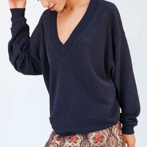 BDG Lisbeth Terry V-Neck Pullover Sweatshirt